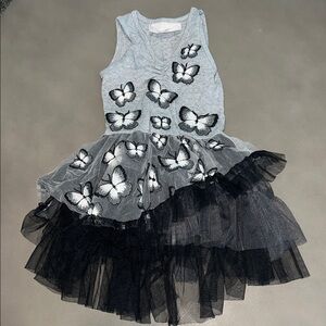 Y2K Butterfly Print Dress with Tulle Skirt
